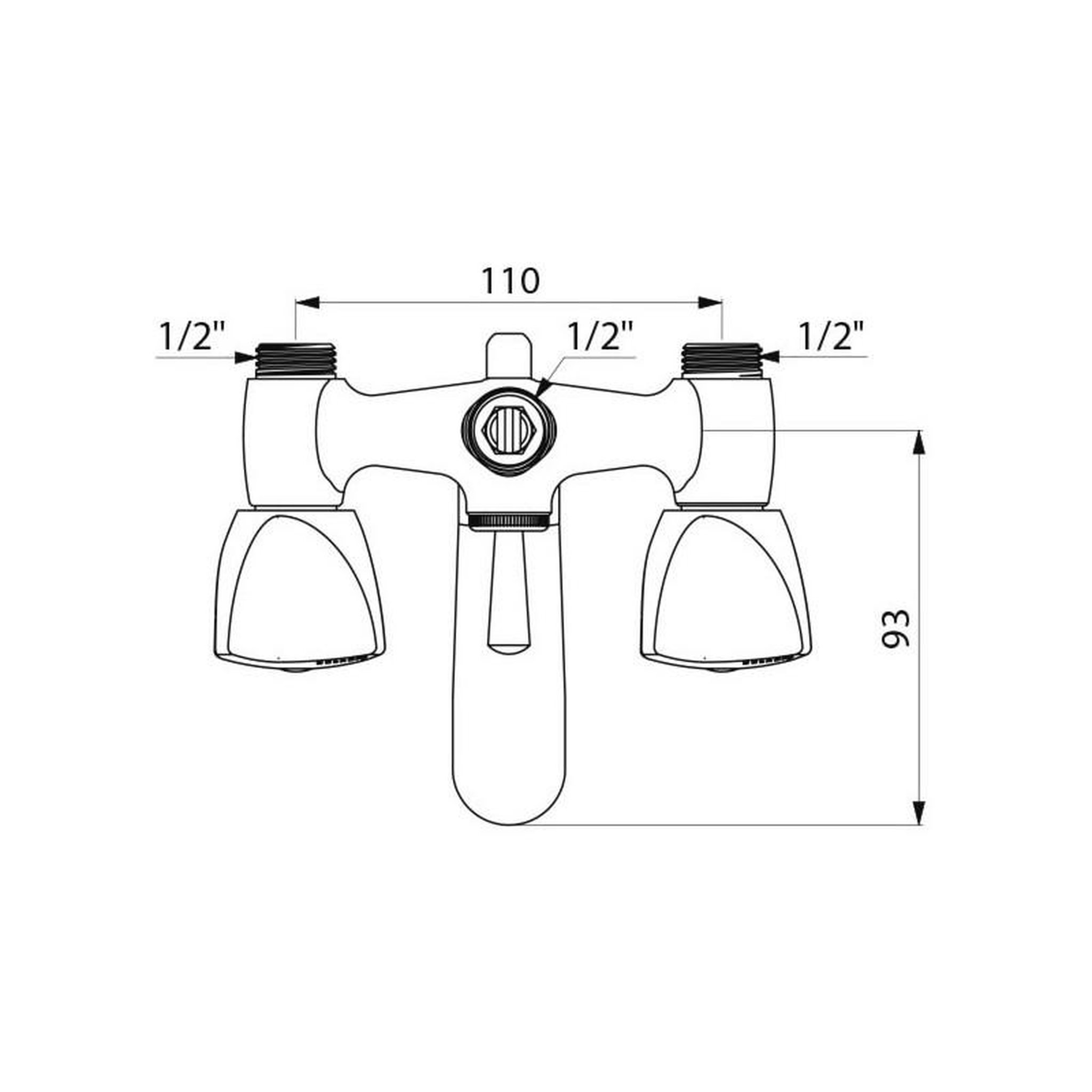 Voir la diapositive 2 : Delabie Mélangeur bain douche bicommande M1 2 avec bec fixe DELABIE D2410