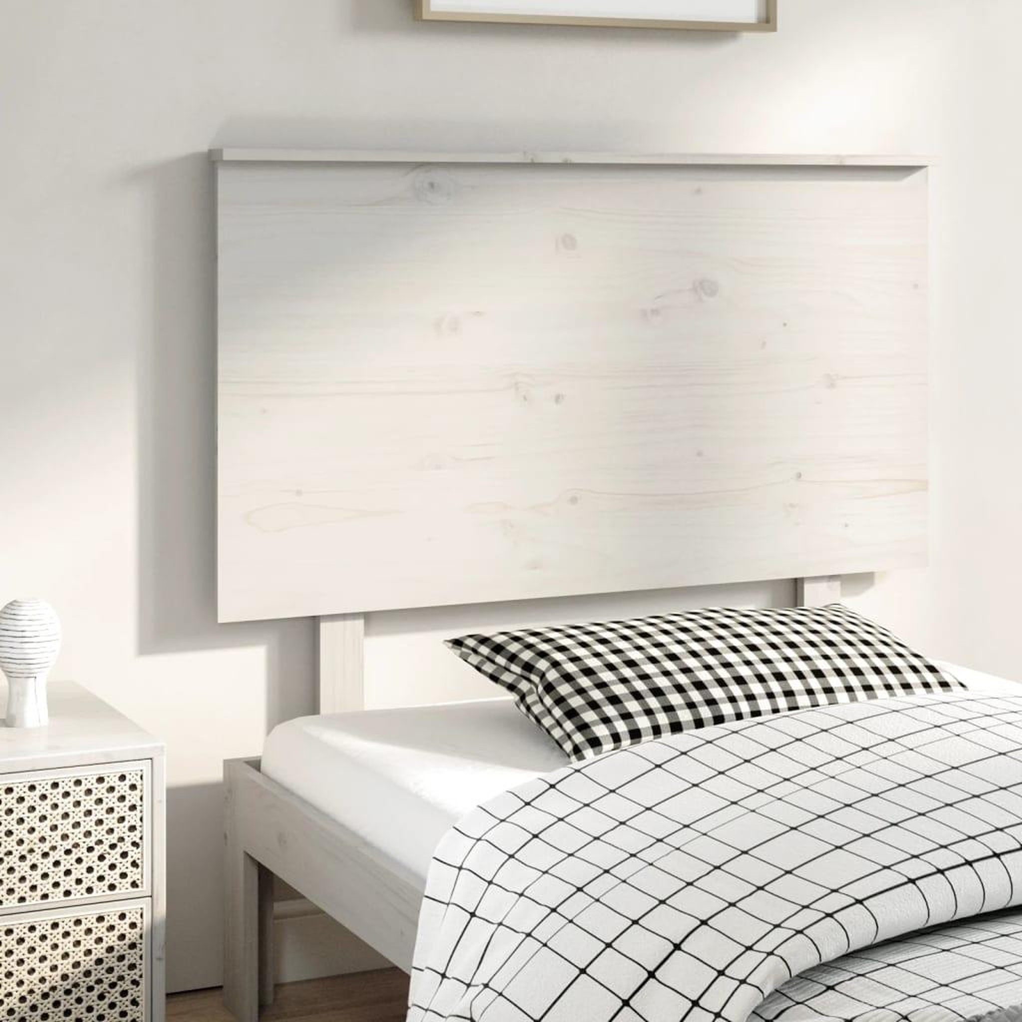 Voir la diapositive 1 : VIDAXL Tete de lit Blanc 94x6x82,5 cm Bois massif de pin