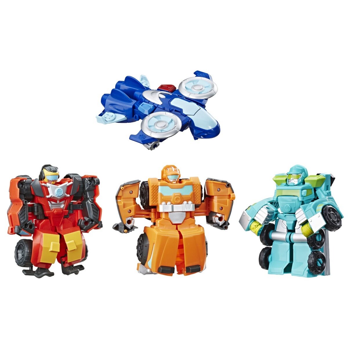 HASBRO Coffret de 4 robots secouristes transformables 12 cm - Hot Shot, Hoist, Wedge et Whirl - Transformers Rescue Bots Academy