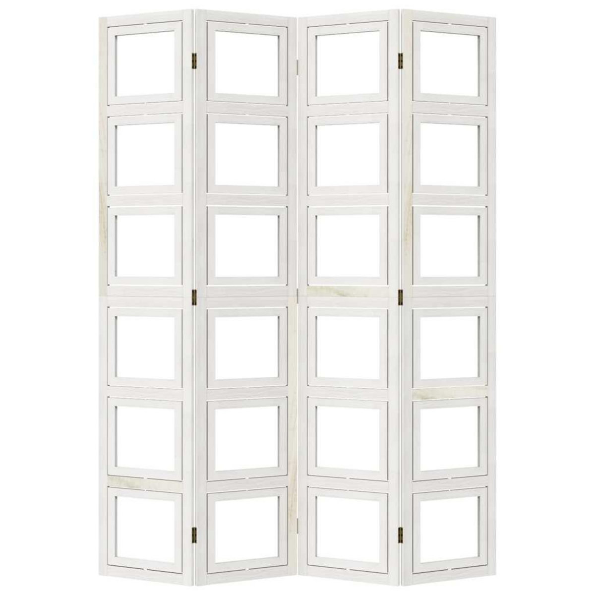 VIDAXL Cloison de separation 4 panneaux blanc bois de paulownia massif