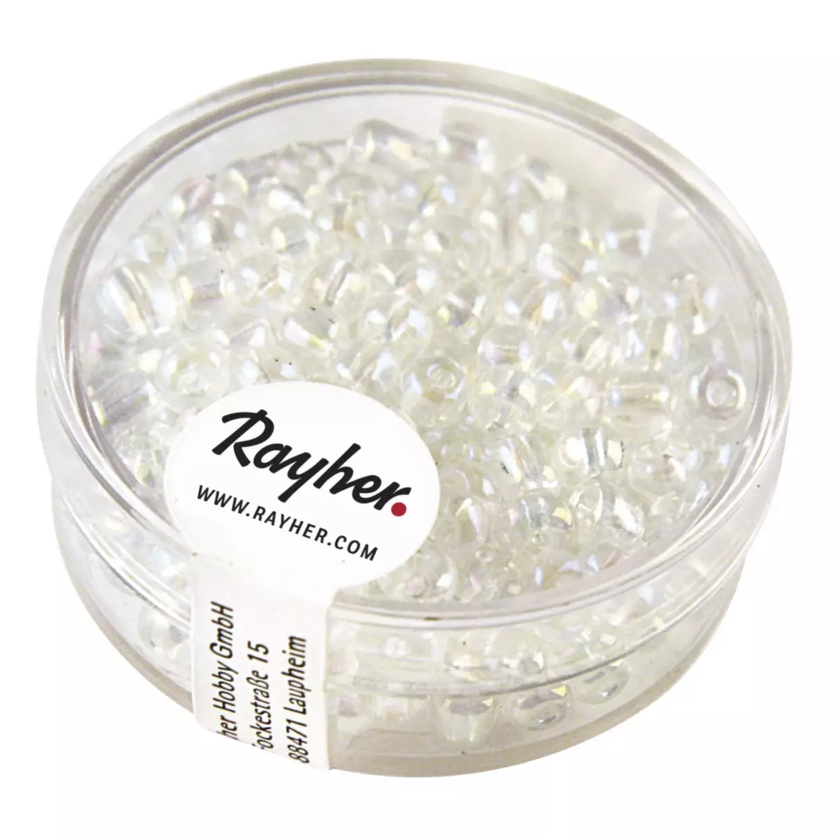 Rayher Rocailles avec garniture d'argent, 4 mm, cristal, boîte 17 g