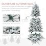 Voir la diapositive 6 : HOMCOM Sapin de Noël artificiel H.180 cm 1489 branches enneigées 33 pommes de pin métal PVC PE vert blanc