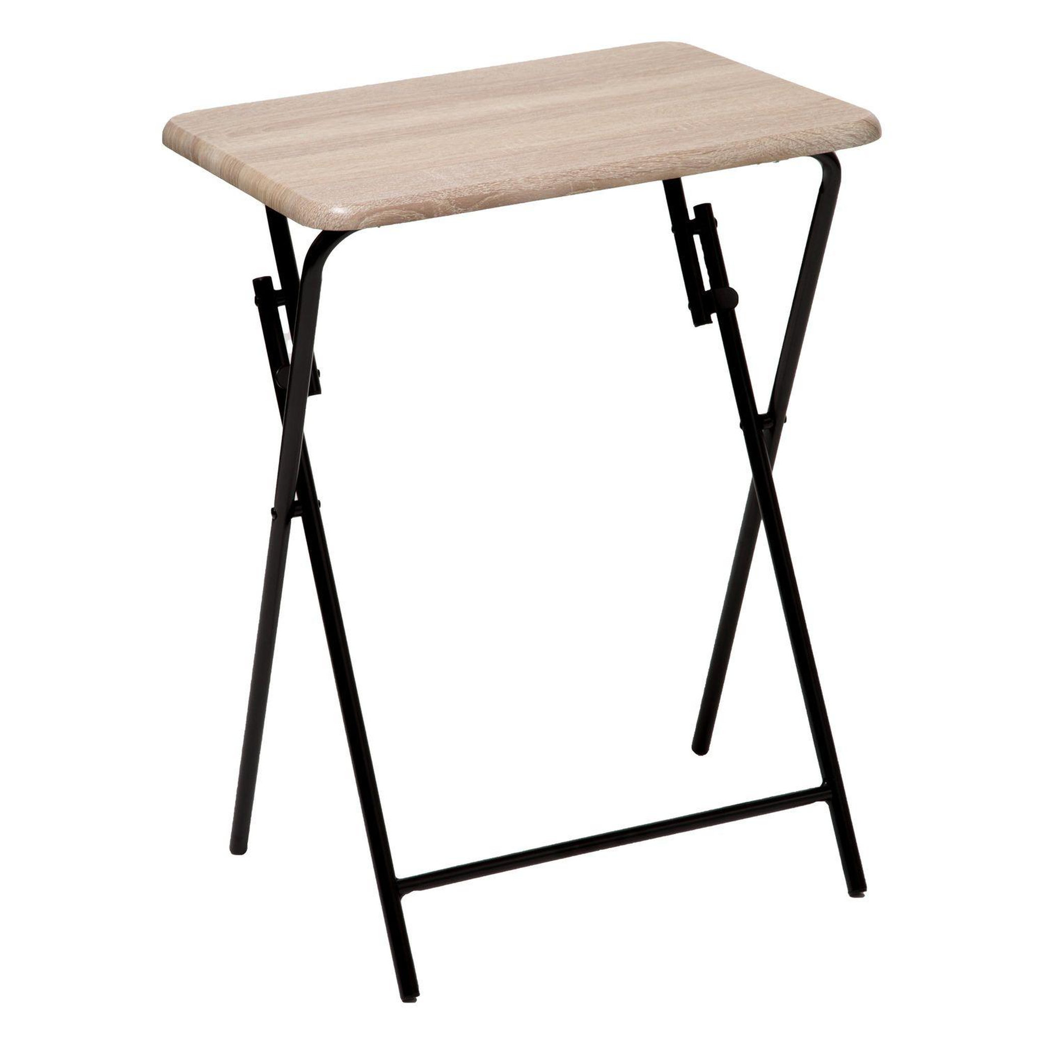 ATMOSPHERA Table d'appoint pliante en bois et métal grey - l. 48 x h. 65 cm - marron