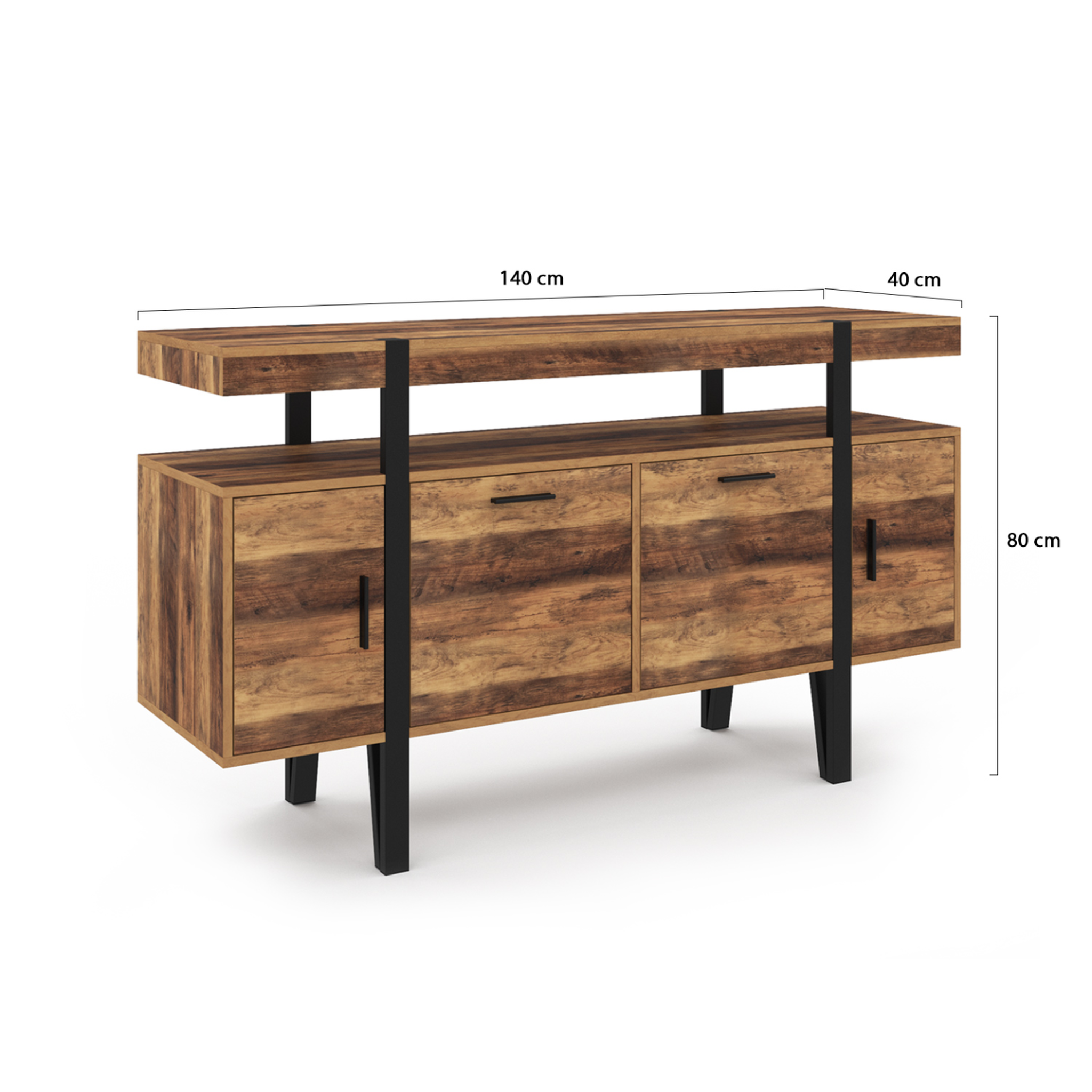 Voir la diapositive 5 : ID MARKET Buffet 140 cm austria 4 portes pieds épingle