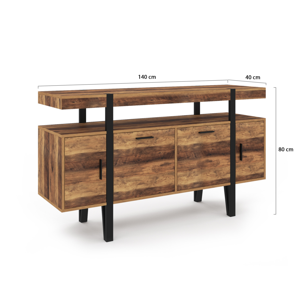 ID MARKET Buffet 140 cm AUSTRIA 4 portes pieds épingle