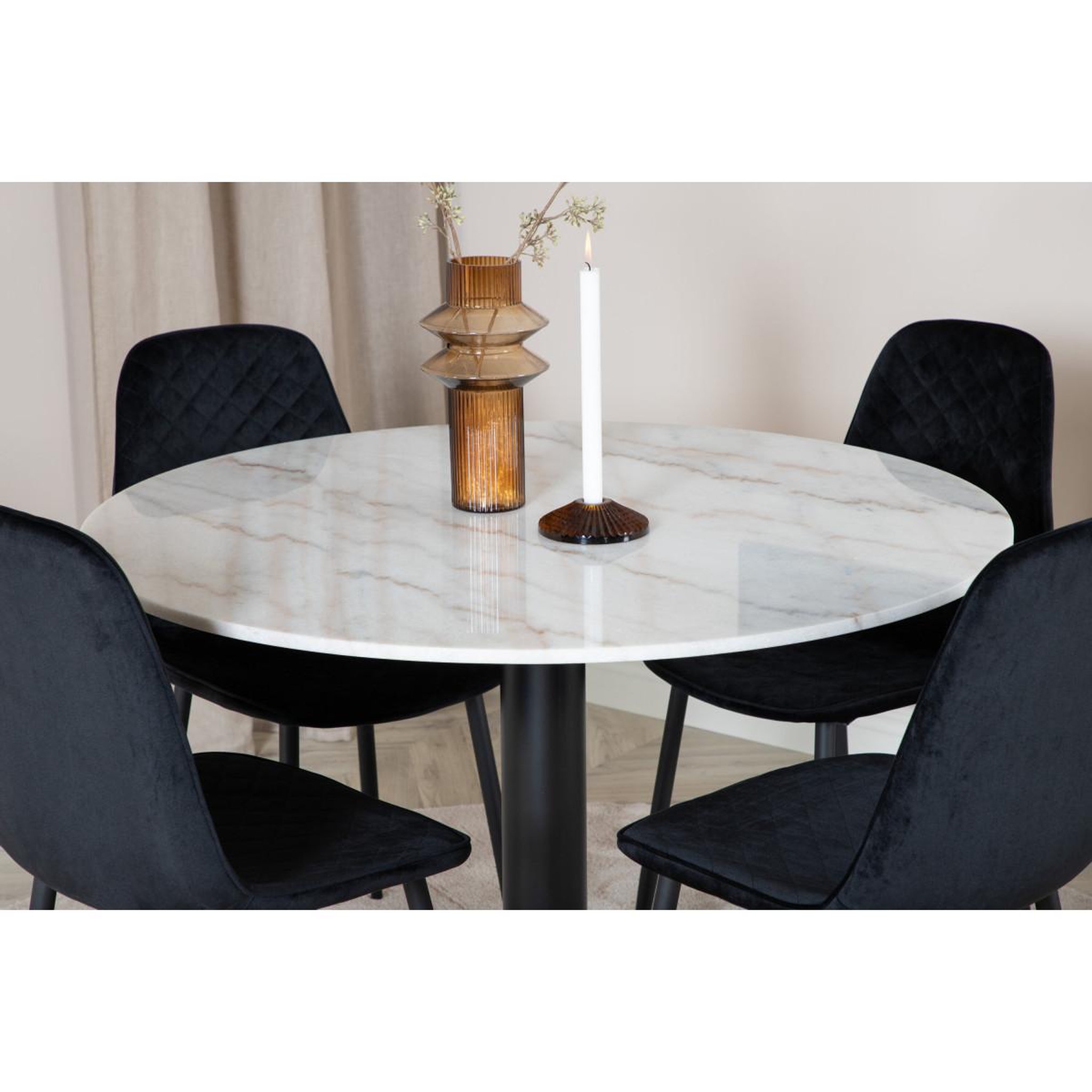 Voir la diapositive 6 : Paris Prix Ensemble Table à Manger & 4 Chaises Design  Estelle I & Polar  106cm Blanc & Noir