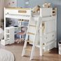 Voir la diapositive 5 : MERAX Lit combiné enfant 90x200cm bois et mdf coloris blanc+naturel