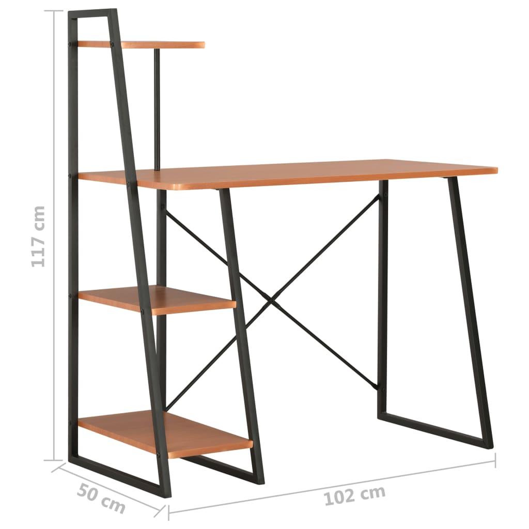 Voir la diapositive 6 : VIDAXL Bureau avec etagere Noir et marron 102x50x117 cm