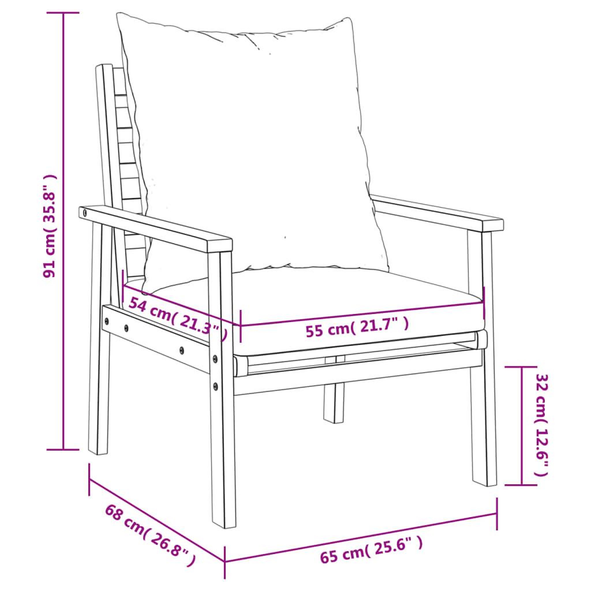 Voir la diapositive 6 : VIDAXL Fauteuil de jardin lot de 2 avec coussin bois massif d'acacia