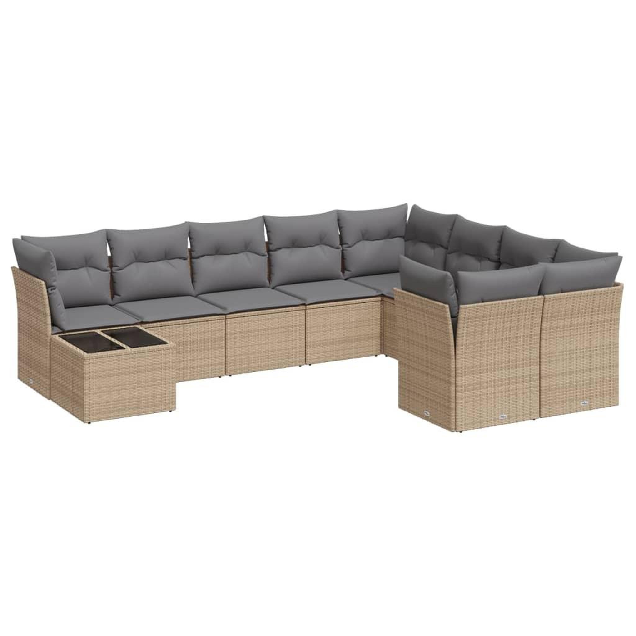 Voir la diapositive 2 : VIDAXL Salon de jardin avec coussins 10 pcs beige resine tressee