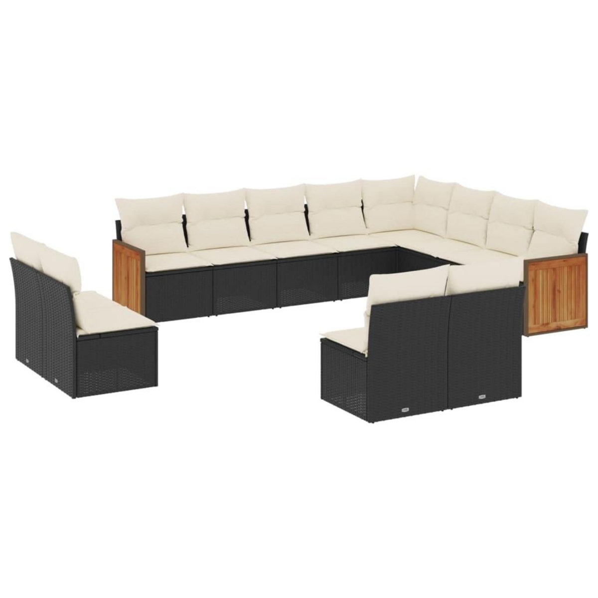 VIDAXL Salon de jardin 12 pcs avec coussins noir resine tressee