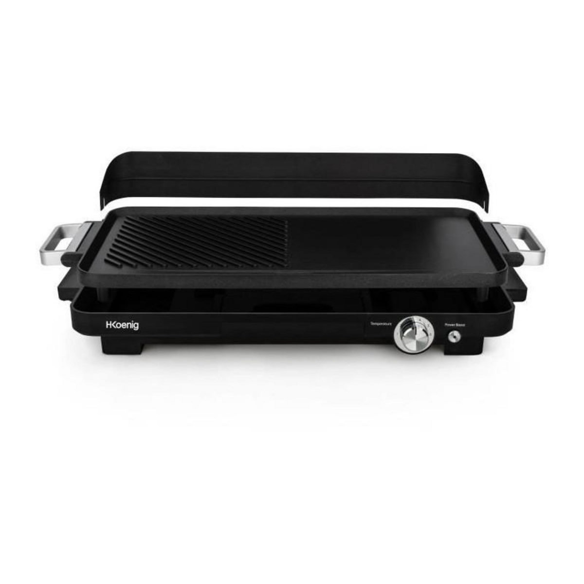 HKOENIG HKoeNIG GRX330 - Plancha double zones - 50x25cm - 1800W - Revetement anti-adhésif - Fonction turbo zone grill - Thermostat ajus