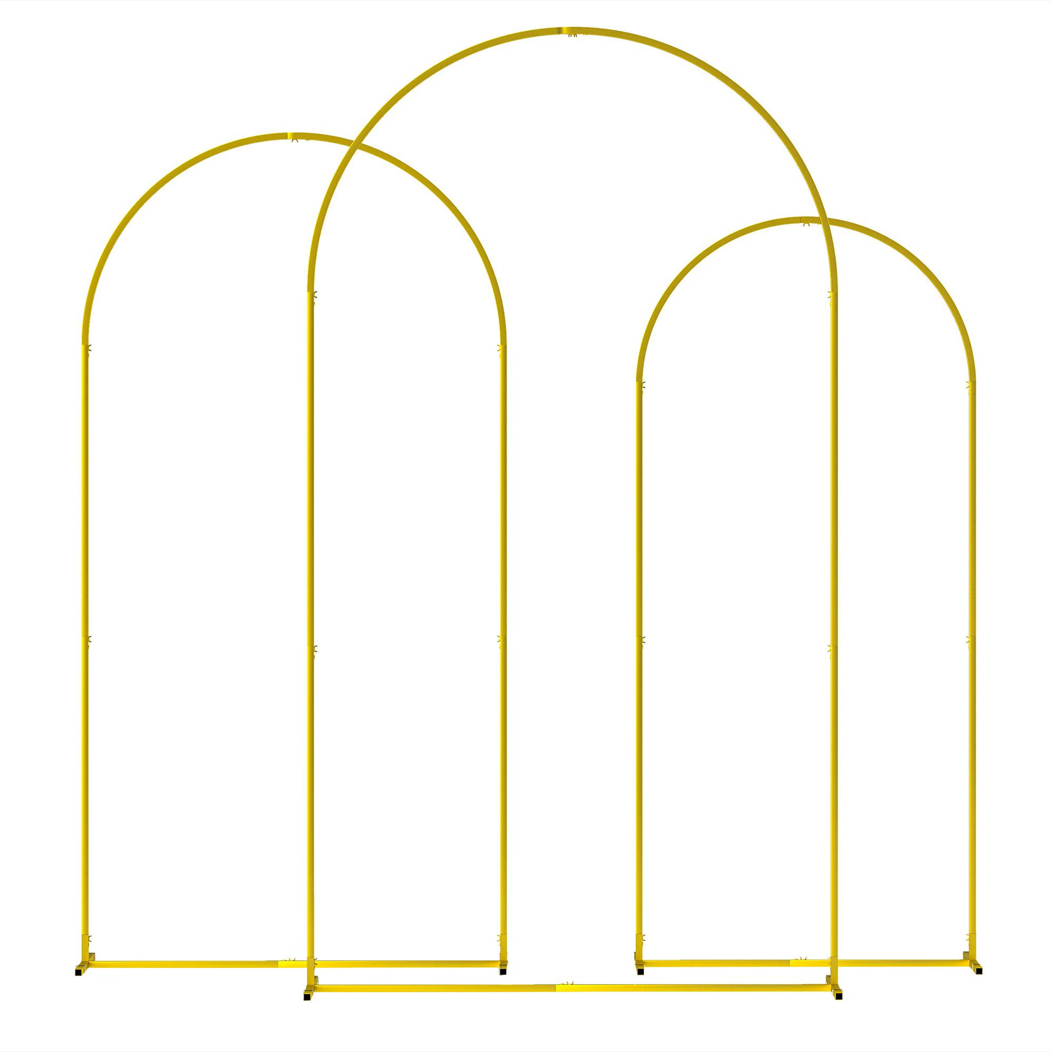 OUTSUNNY Arches décoratives - lot de 3 arches de mariage - arches de ballon - dim. 120L x 40l x 220H cm - métal doré