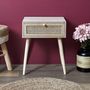 Voir la diapositive 2 : The Home Deco Factory Table de chevet cannage 1 tiroir
