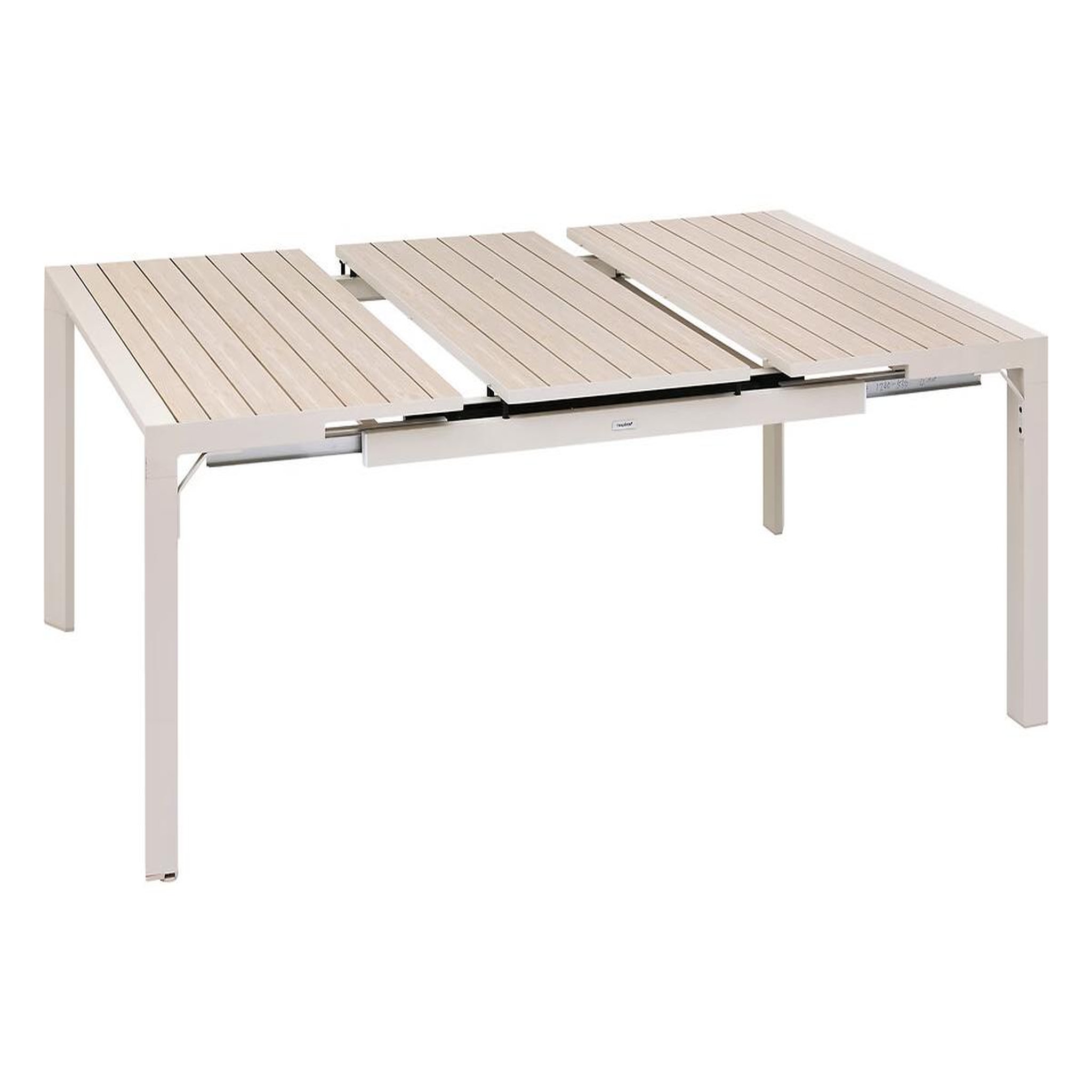 Voir la diapositive 4 : HESPERIDE Table de jardin carrée extensible alu evasion 8/10 places beige lin - hespéride