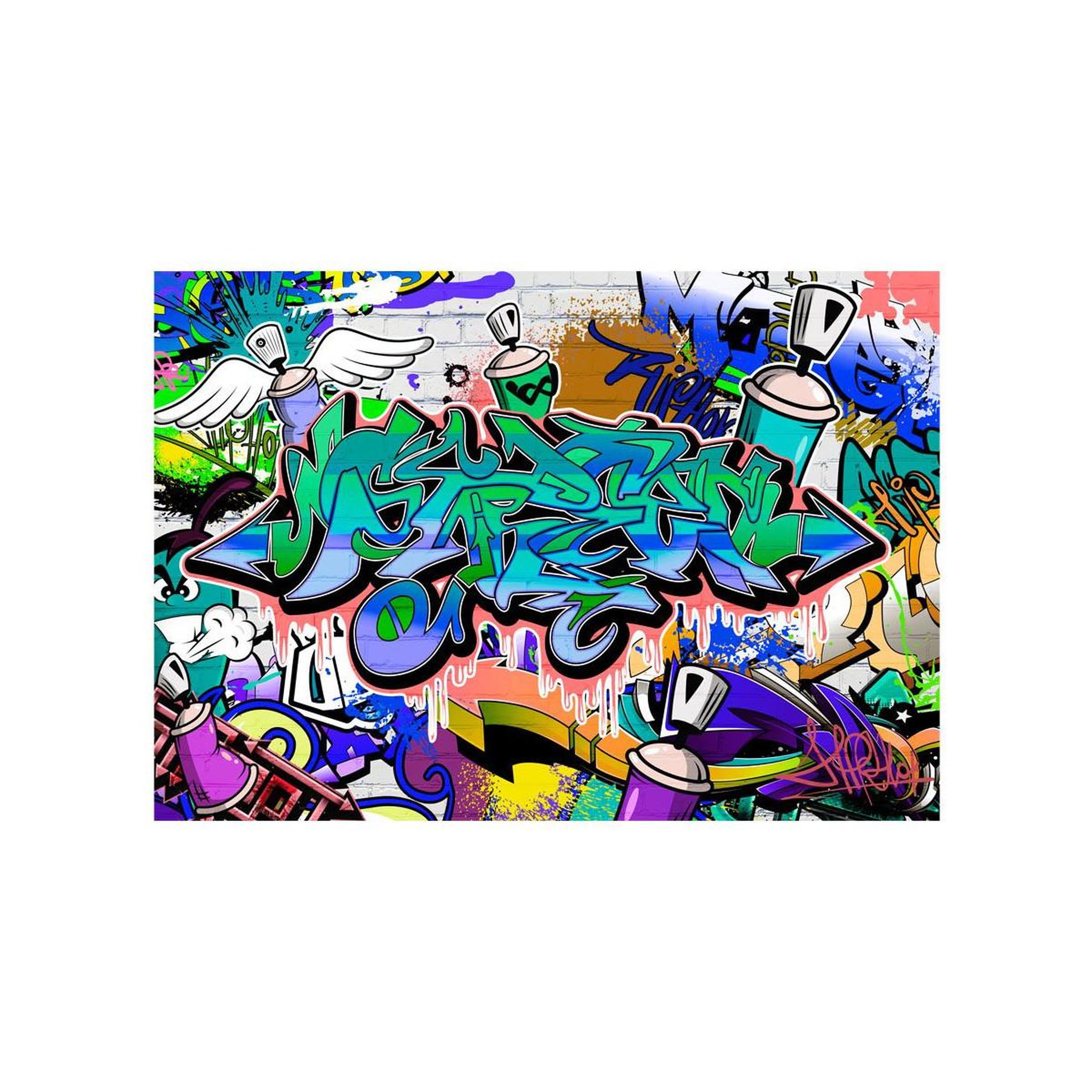 Voir la diapositive 2 : Paris Prix Papier peint  graffiti : motif bleu