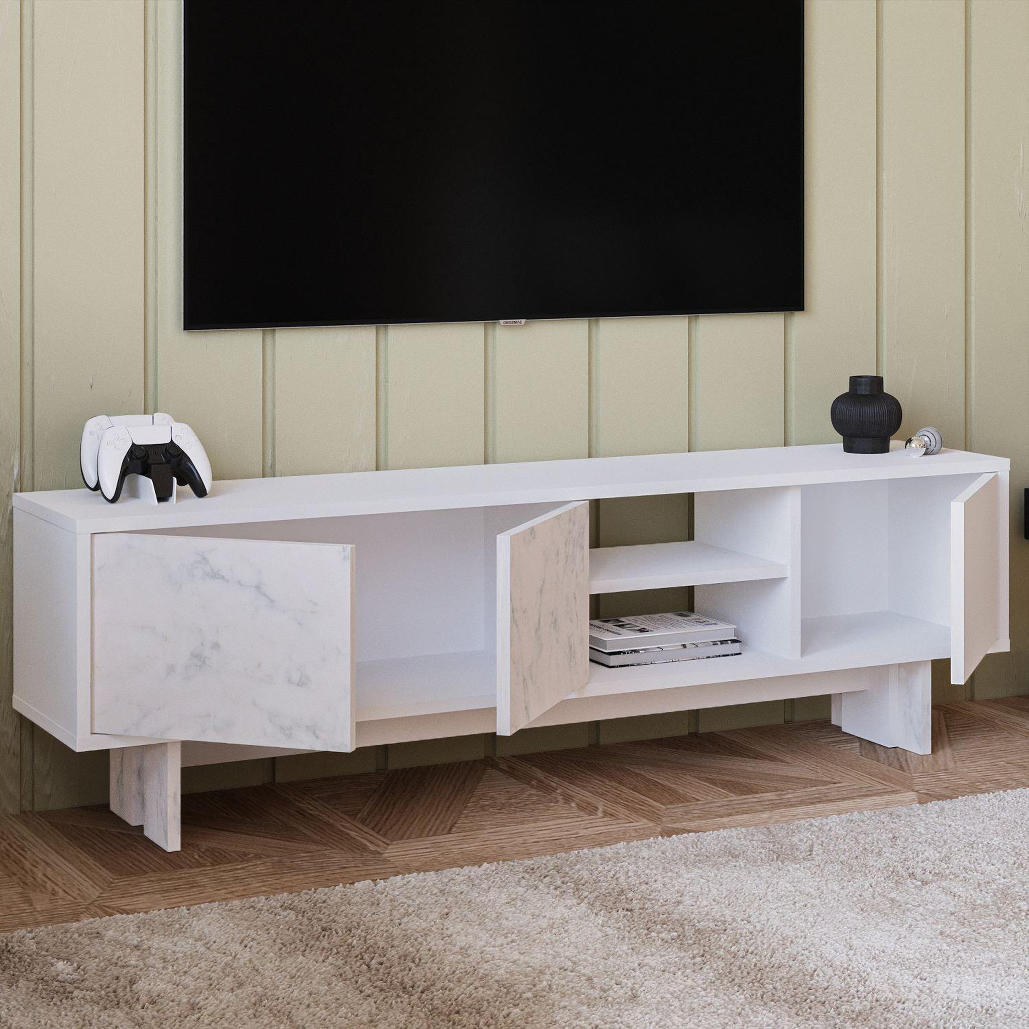 Voir la diapositive 4 : Habitat et Jardin Meuble tv en bois  ravello  - 150 x 30 x 45 cm - blanc