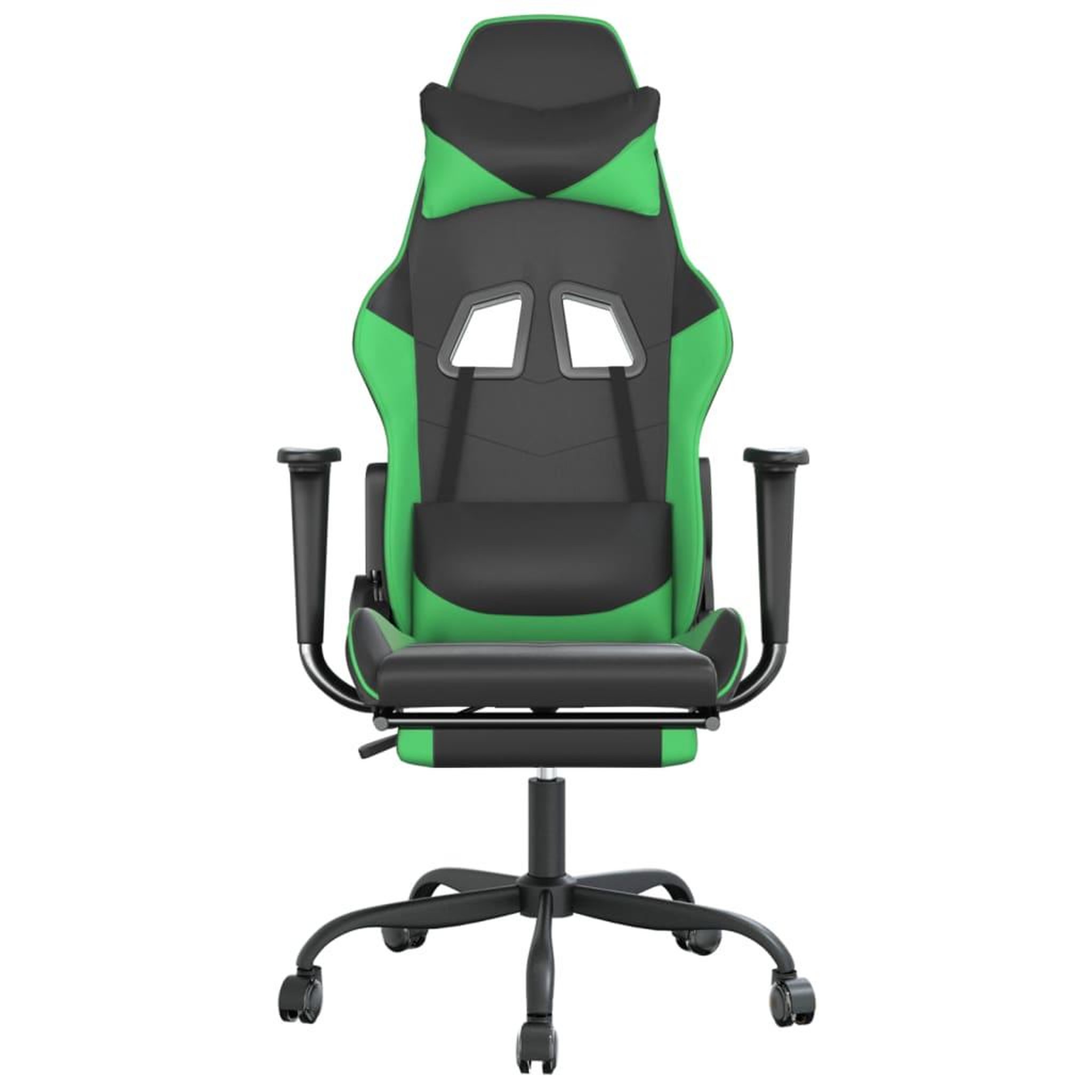 Voir la diapositive 3 : VIDAXL Chaise de jeu avec repose-pied Noir et vert Similicuir