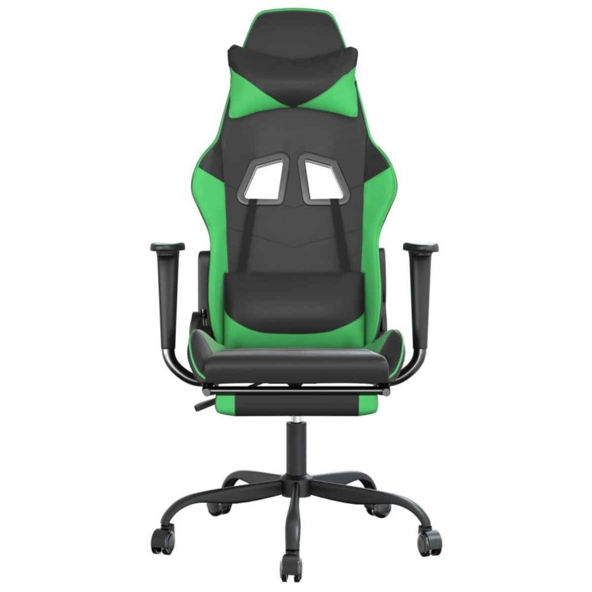 VIDAXL Chaise de jeu avec repose-pied Noir et vert Similicuir