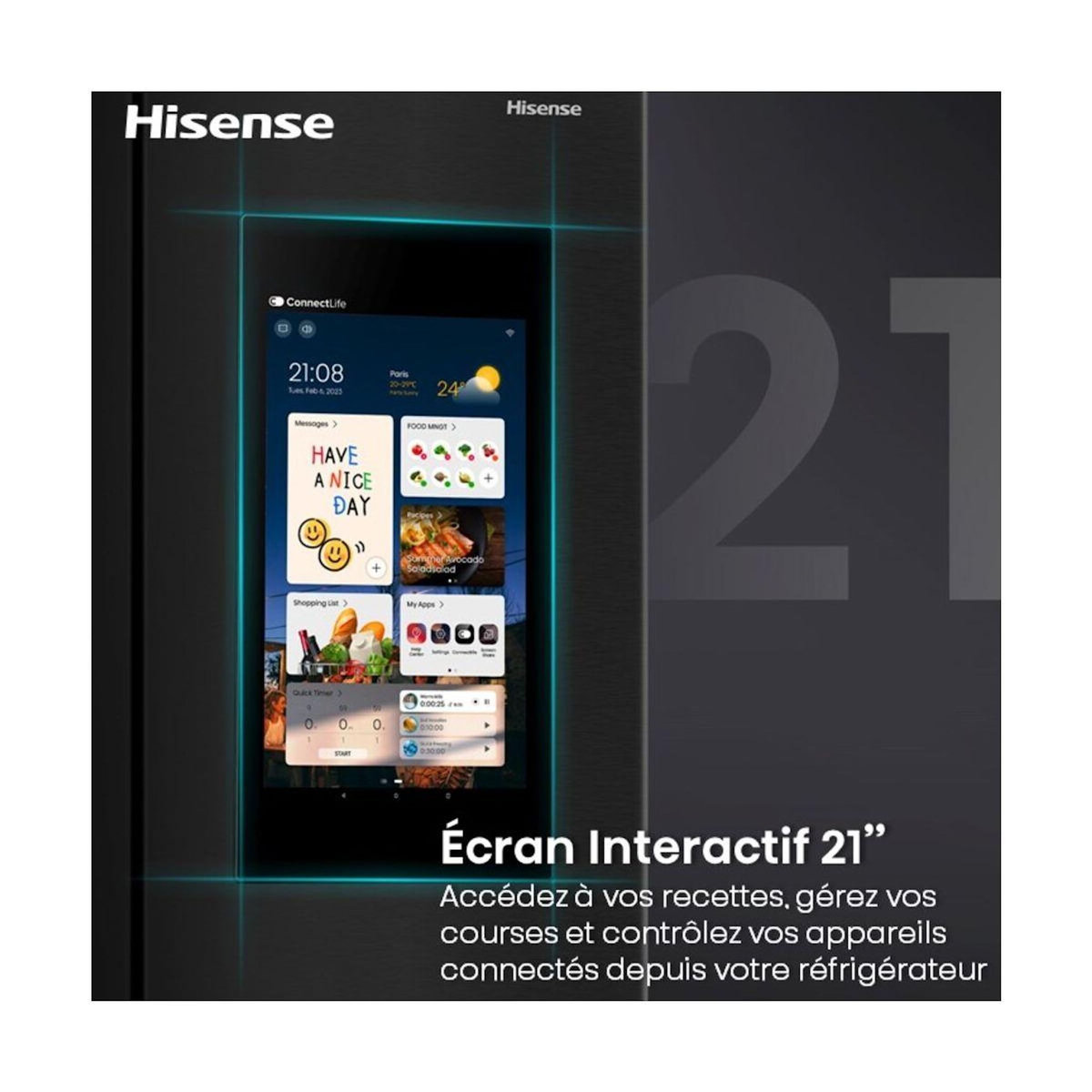Hisense Réfrigérateur Américain RS9P628GPFE smart screen