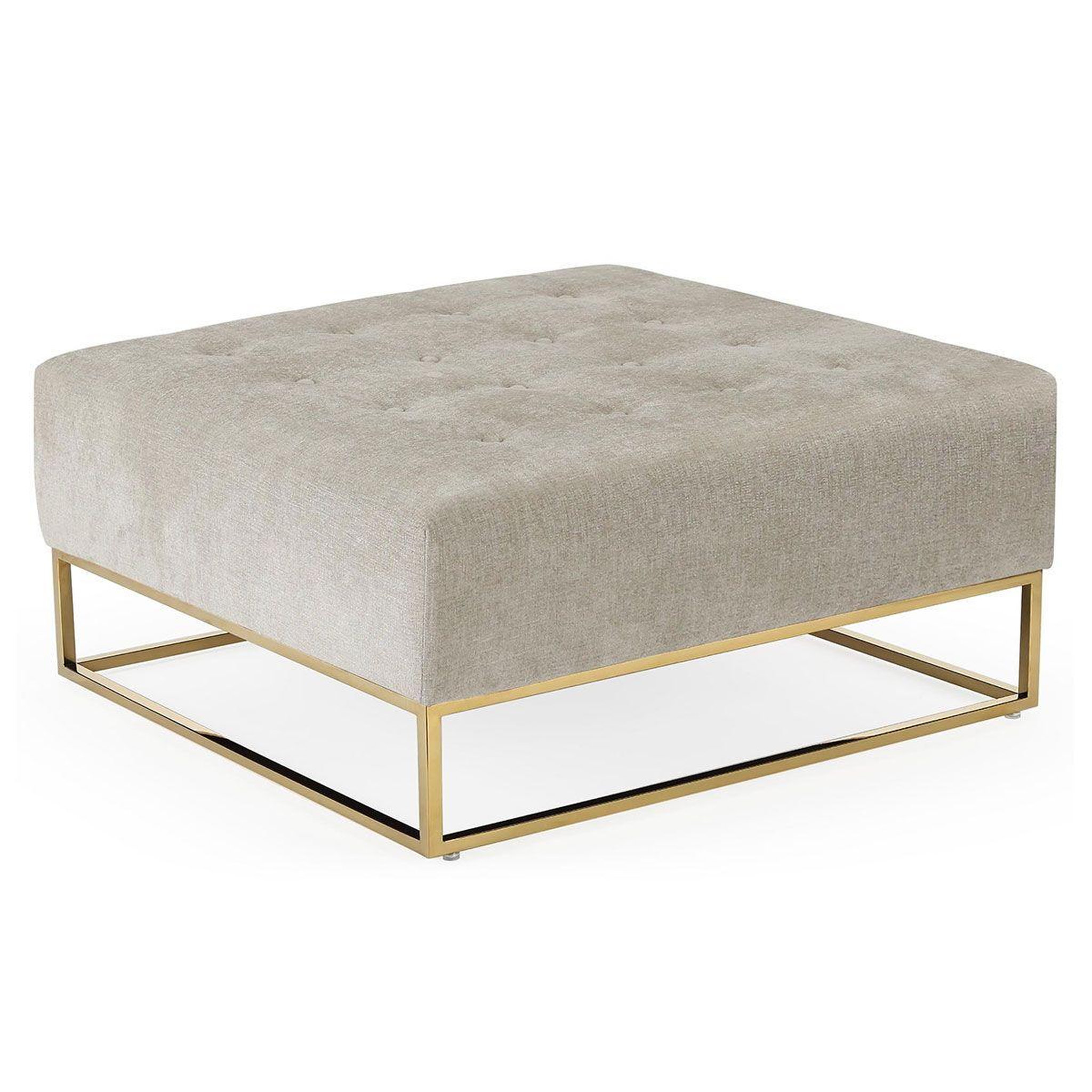 Voir la diapositive 1 : Paris Prix Pouf Carré en Tissu  Lakota  90cm Beige