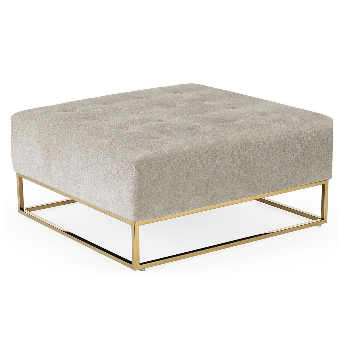 Paris Prix Pouf Carré en Tissu  Lakota  90cm Beige
