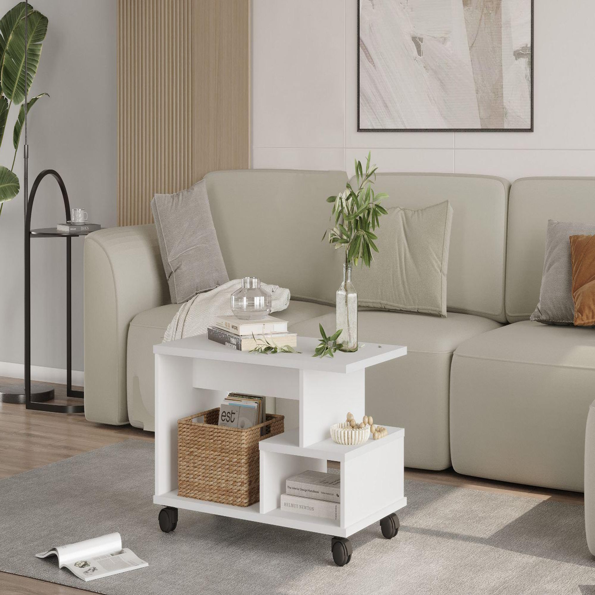 Voir la diapositive 4 : Habitat et Jardin Table basse en bois  min9  - 90 x 51 x 42 cm - blanc