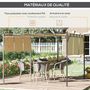 Voir la diapositive 4 : OUTSUNNY Pergola rétractable dim. 3L x 3l x 2,2H m structure acier époxy anticorrosion noir triple toile polyester haute densité beige