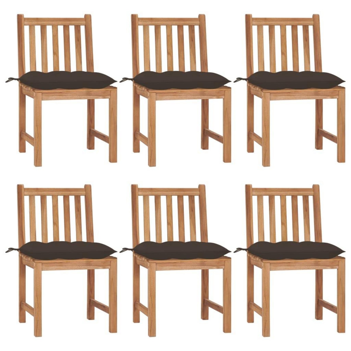 VIDAXL Chaises de jardin lot de 6 avec coussins Bois de teck massif