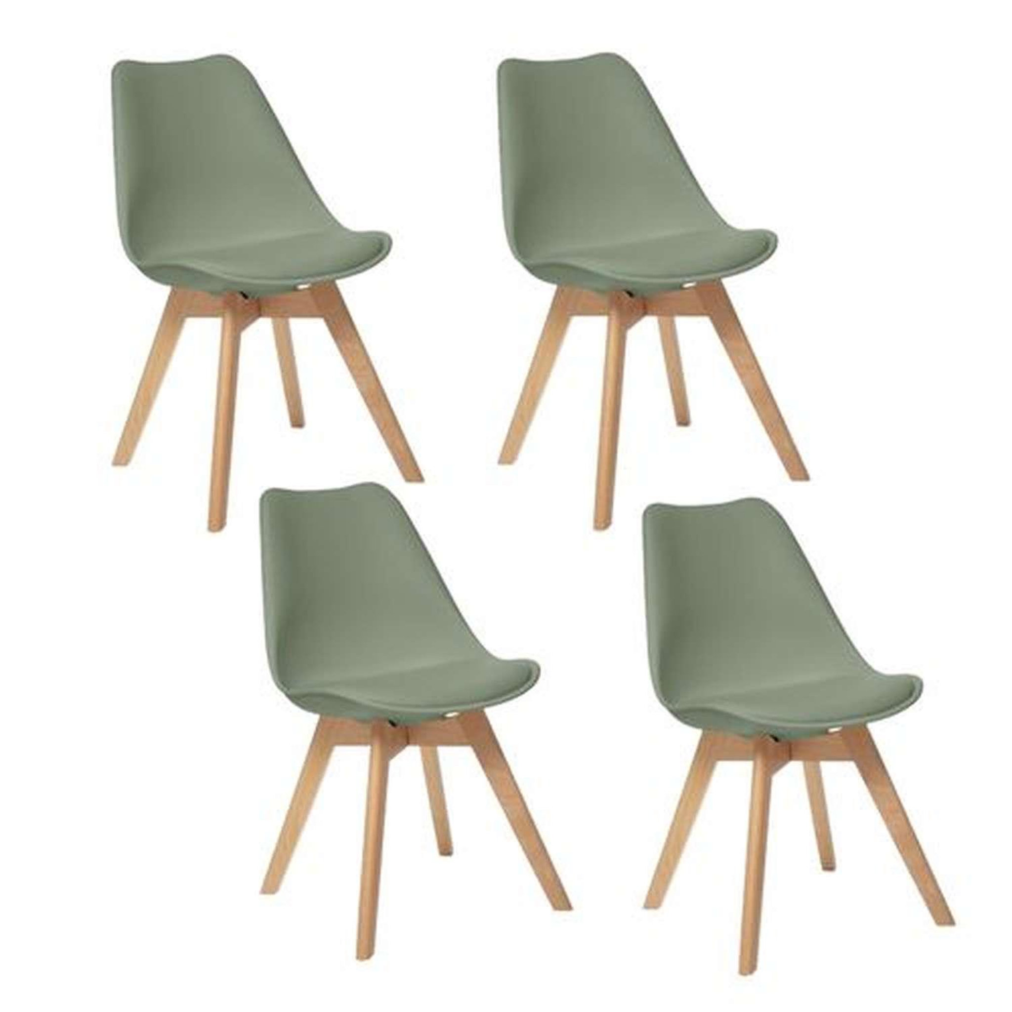 TOILINUX Lot de 4 chaises design scandinave baya. Coloris disponibles : Gris, Rose, Jaune, Bleu, Noir, Beige, Orange, Blanc, Vert