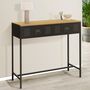 Voir la diapositive 2 : ID MARKET Console 1 tiroir ESTER métal noir plateau bois design industriel
