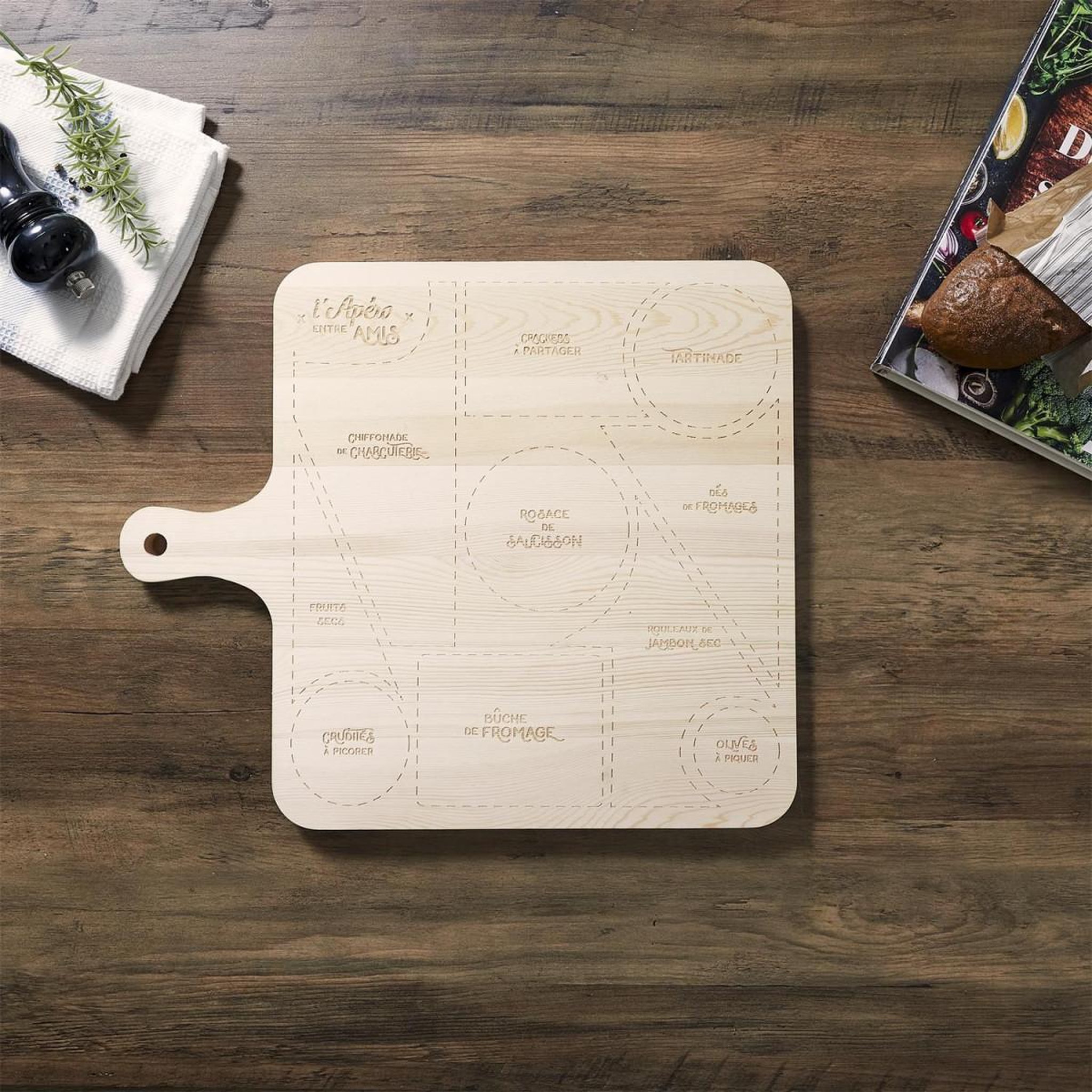 Voir la diapositive 3 : COOK CONCEPT Planche de présentation  l'apéro entre amis  44cm naturel