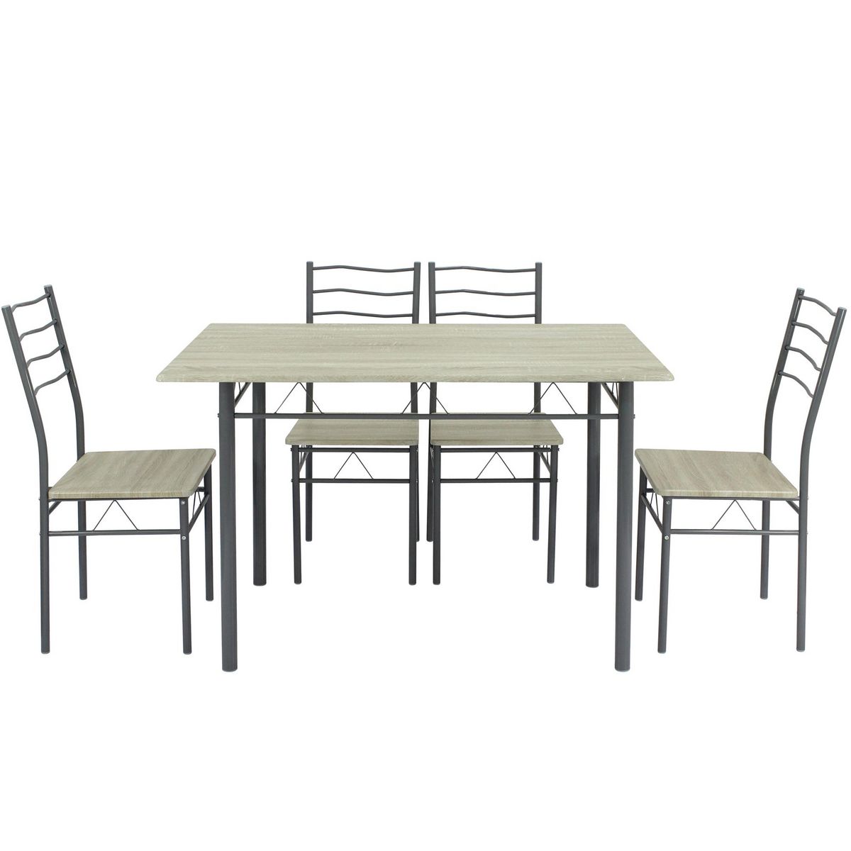 VS VENTA-STOCK Ensemble de Table et 4 chaises Lima pour Salle à Manger Chêne/Gris