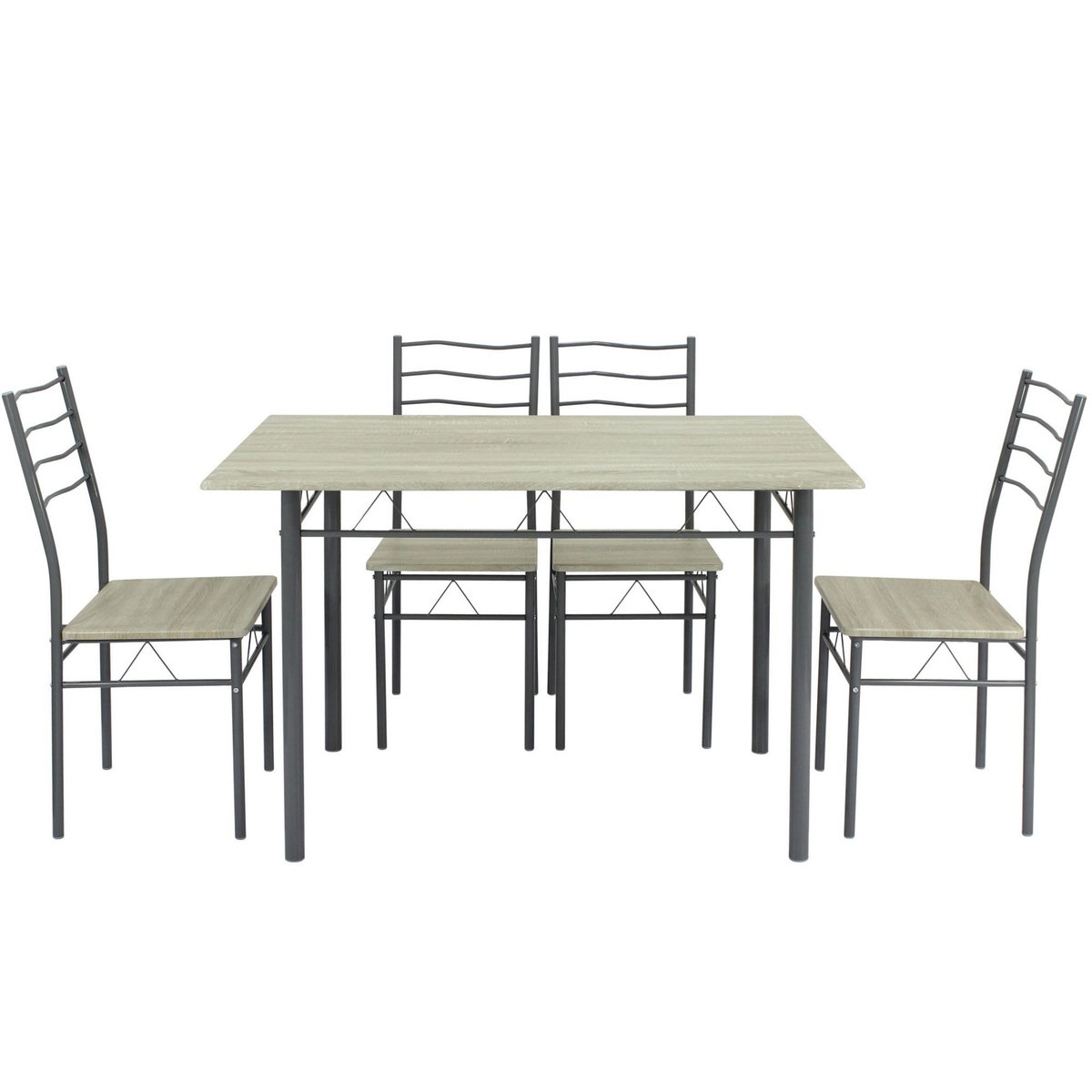 VS VENTA-STOCK Ensemble de Table et 4 chaises Lima pour Salle à Manger Chêne/Gris