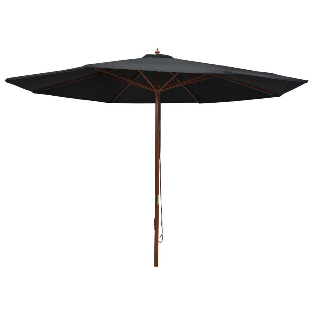 VIDAXL Parasol d'exterieur avec mat en bois 350 cm Noir