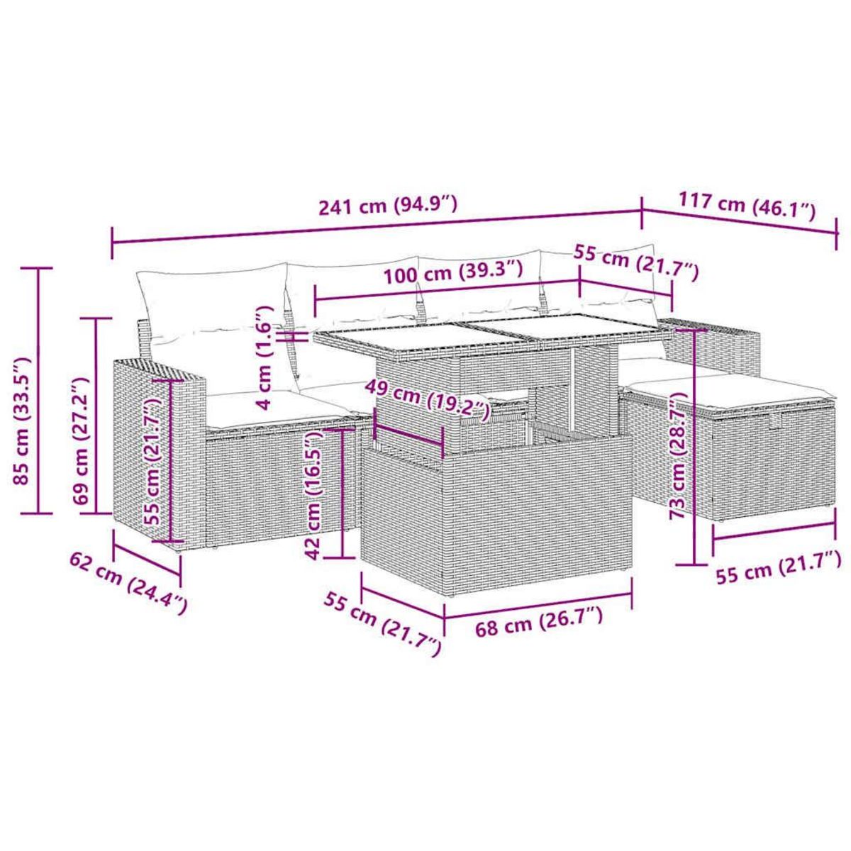 VIDAXL Salon de jardin 6 pcs avec coussins noir resine tressee