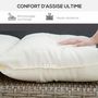 Voir la diapositive 6 : OUTSUNNY Coussin bain de soleil - coussin matelassé chaise longue - dim. 200L x 60l cm - ép. 13 cm - attaches - polyester crème