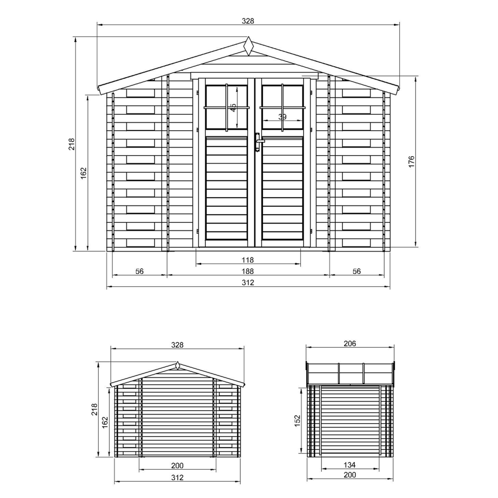Voir la diapositive 6 : TIMBELA Abri de jardin en bois et range bûches extérieur - 3,53 + 0,97+0,97 m2 m391f