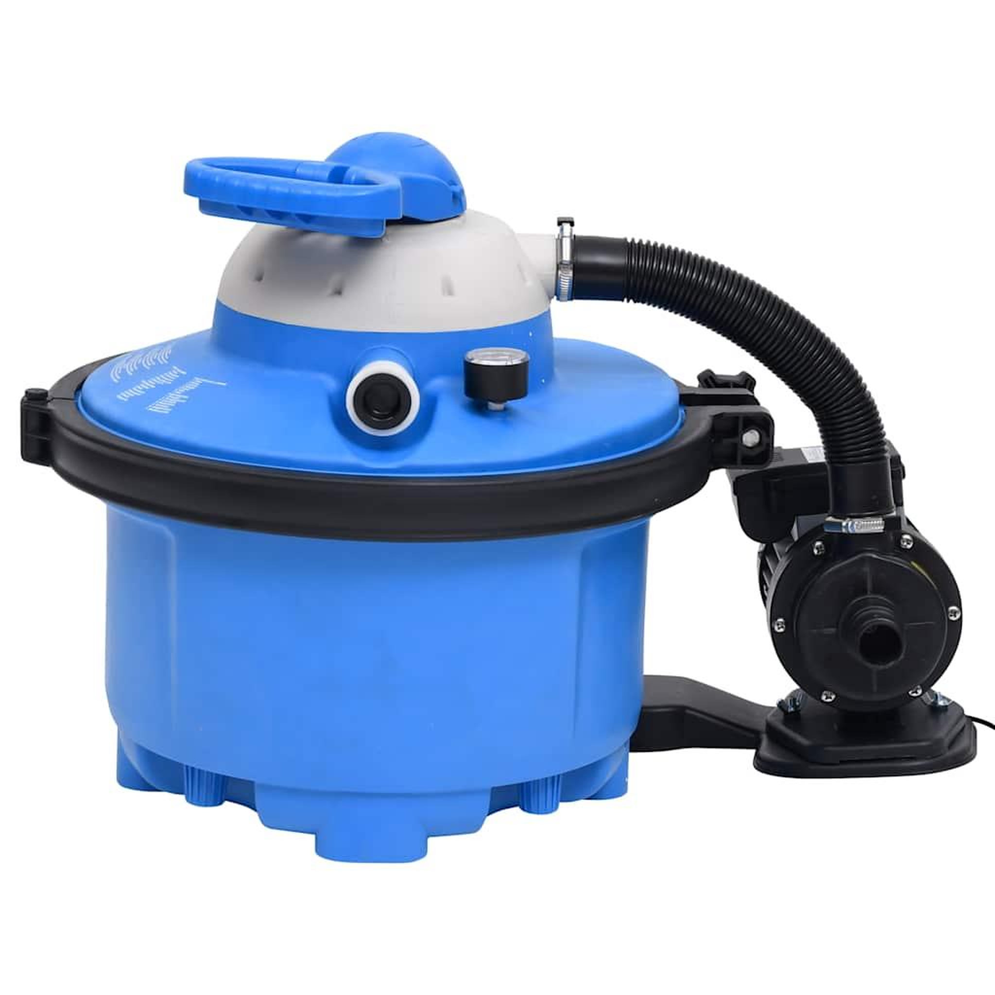 Voir la diapositive 2 : VIDAXL Pompe de filtration a sable bleu et noir 385x620x432mm 200w 25l