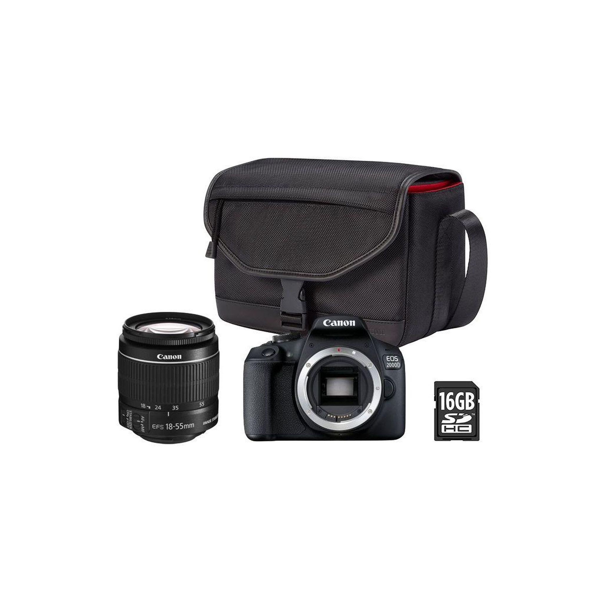 Canon Appareil photo Reflex EOS 2000D+EF-S 18-55 IS II+Etui+SD16Go