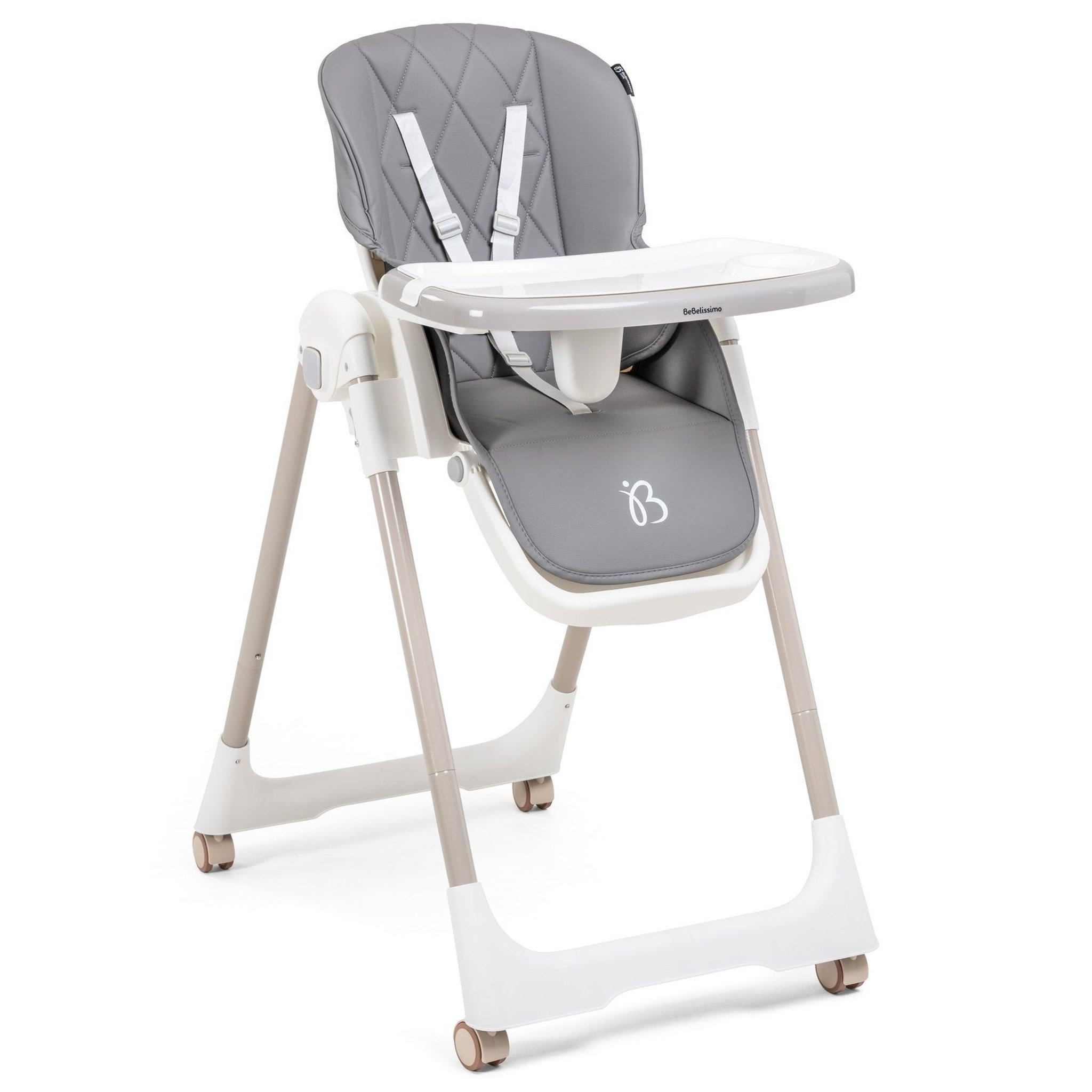 Voir la diapositive 2 : BEBELISSIMO Chaise haute évolutive bébé - Pliable - Compacte - Réglable hauteur - De 6 mois à 3 ans (15kg) - gris