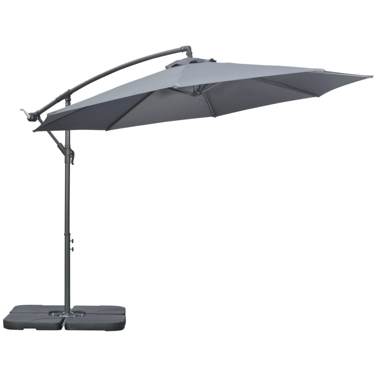 OUTSUNNY Parasol déporté octogonal rabattable dia. 3 m piètement dalles à lester et housse inclus gris