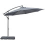 Voir la diapositive 1 : OUTSUNNY Parasol déporté octogonal rabattable dia. 3 m piètement dalles à lester et housse inclus gris