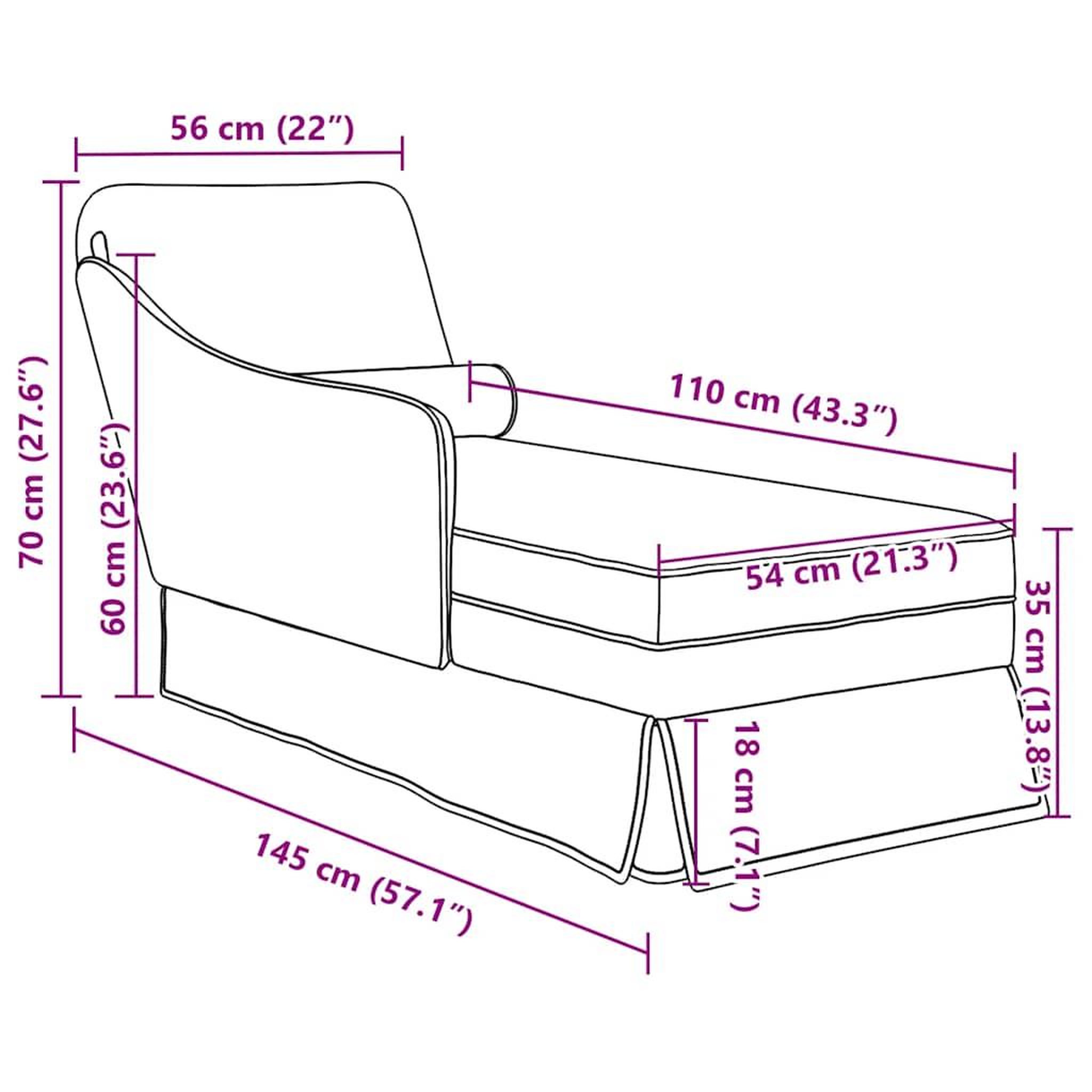 Voir la diapositive 6 : VIDAXL Fauteuil long et traversin accoudoir droit vert fonce velours