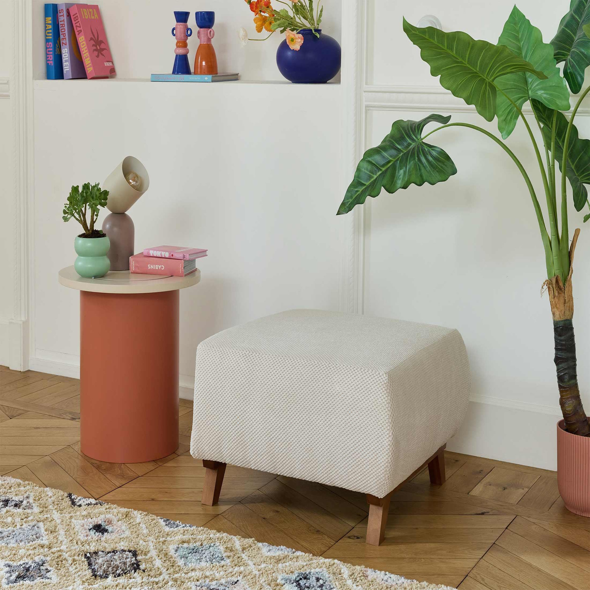 Voir la diapositive 5 : BEST MOBILIER Cristal - pouf modulable - 65 cm - en velours texturé