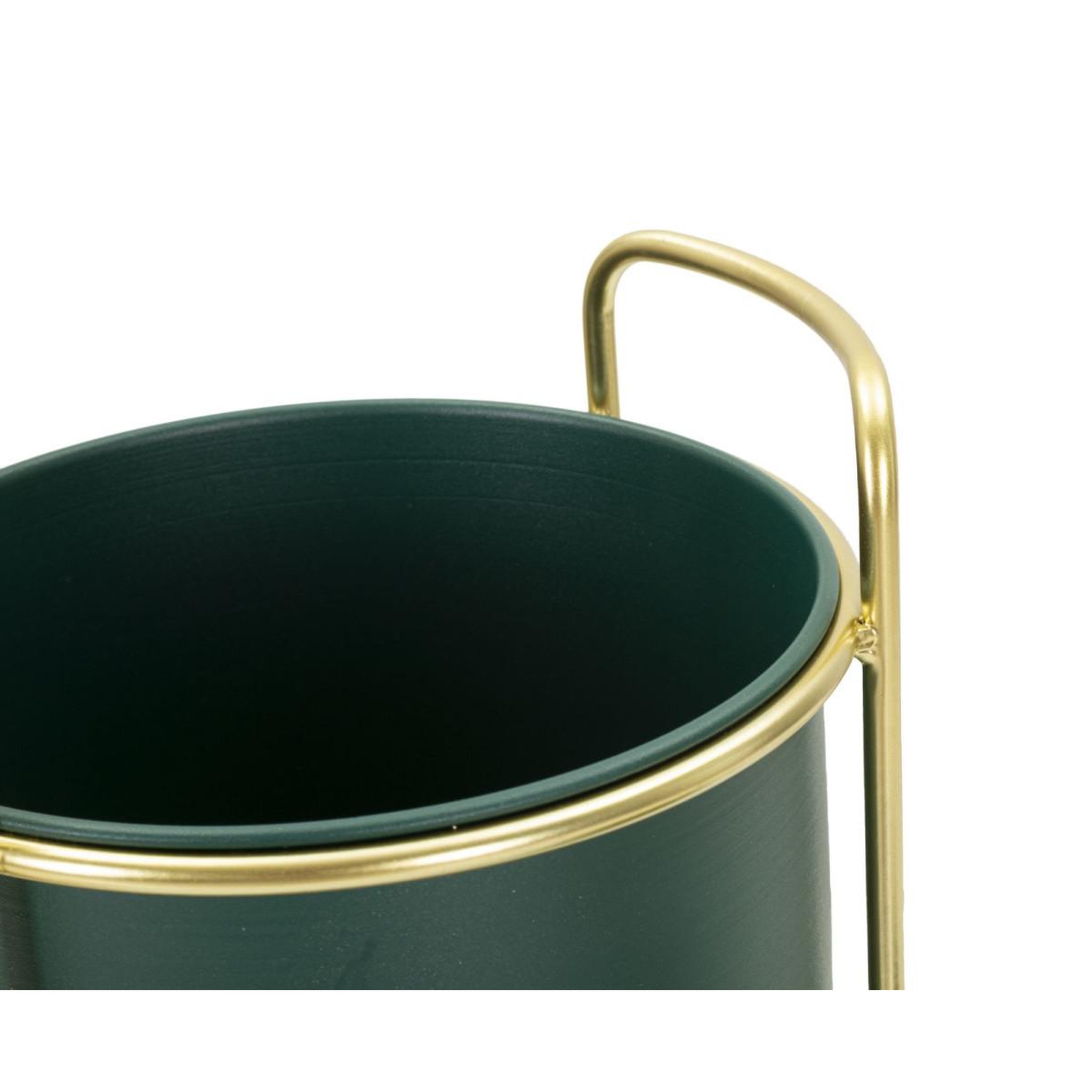 Voir la diapositive 3 : Paris Prix Lot de 2 cache-pots sur pied  grent slim  70cm vert & or