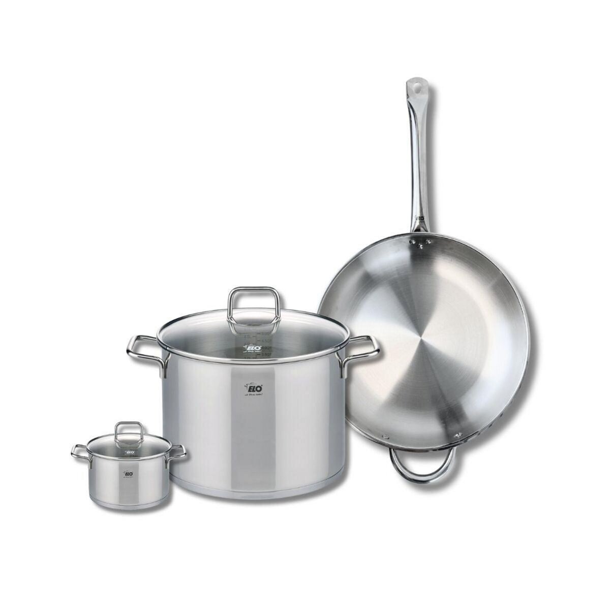 ELO Ensemble de 1 Poêle de cuisson 32 cm et 2 faitouts 12 et 26 cm Elo Profi Citrin
