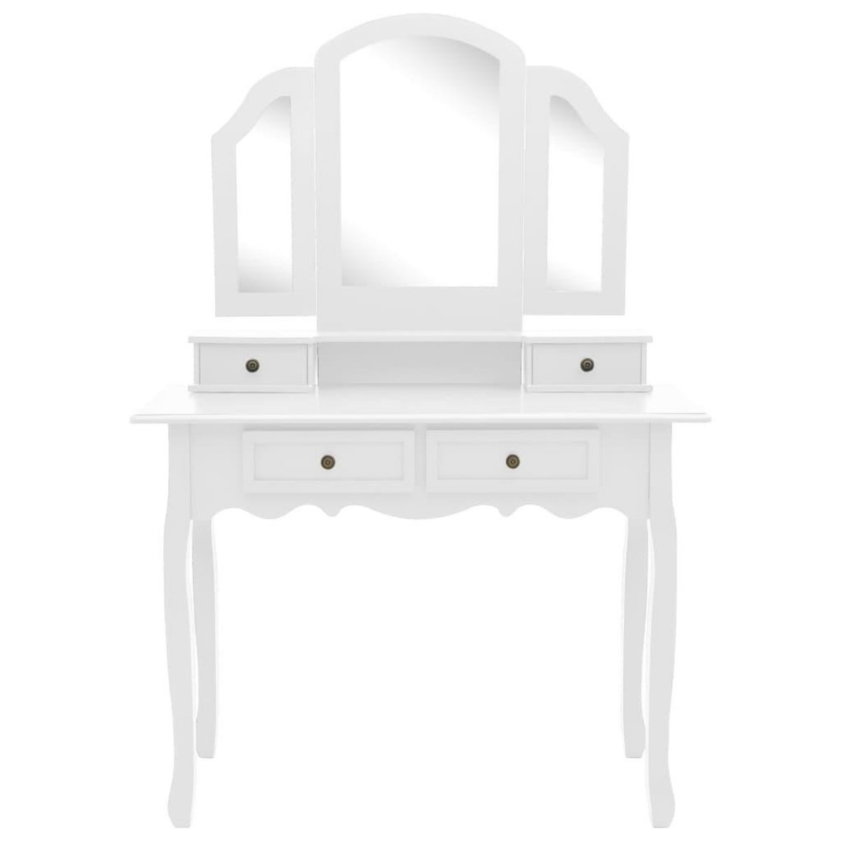 VIDAXL Ensemble de coiffeuse et tabouret Blanc 100x40x146 cm Paulownia