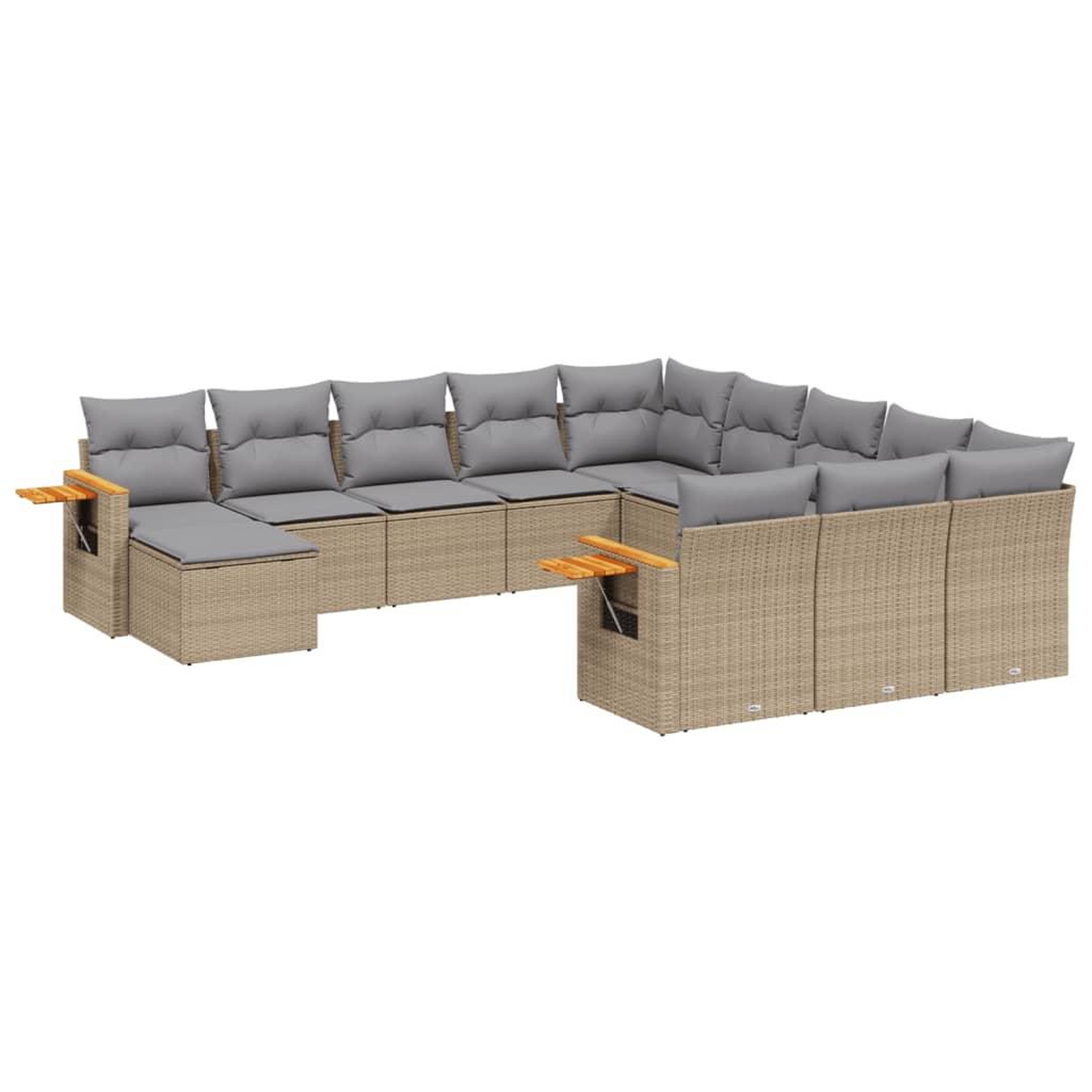 Voir la diapositive 2 : VIDAXL Salon de jardin 11 pcs avec coussins beige resine tressee
