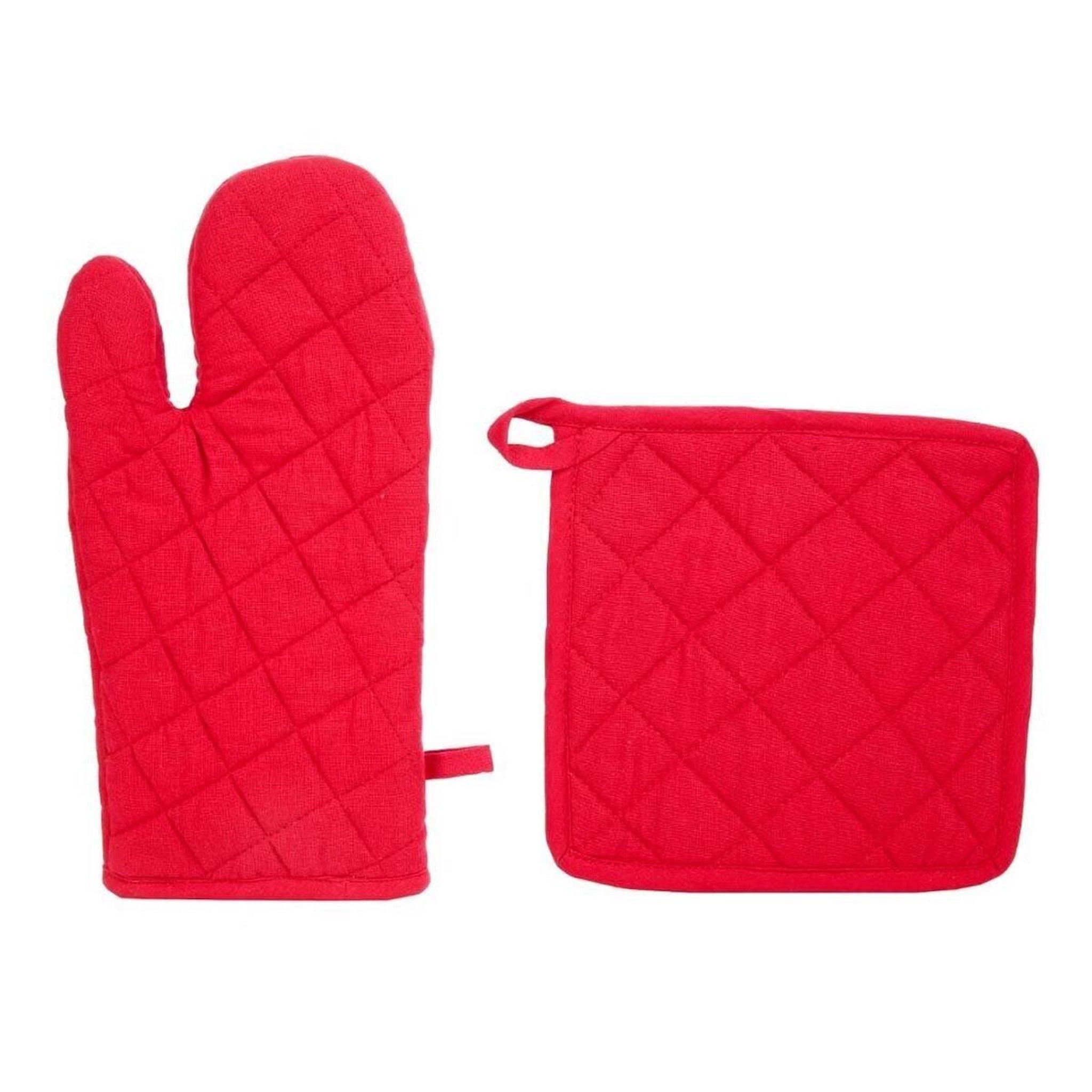 ATMOSPHERA Gant & manique de cuisine  coton  33cm rouge